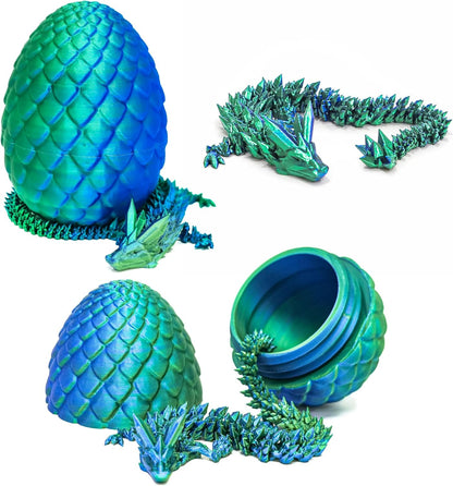 Dragon Egg - 3D Dragon Egg with Flexible Pearly Sheen Dragon Inside, 3D Printed Surprise Gift
