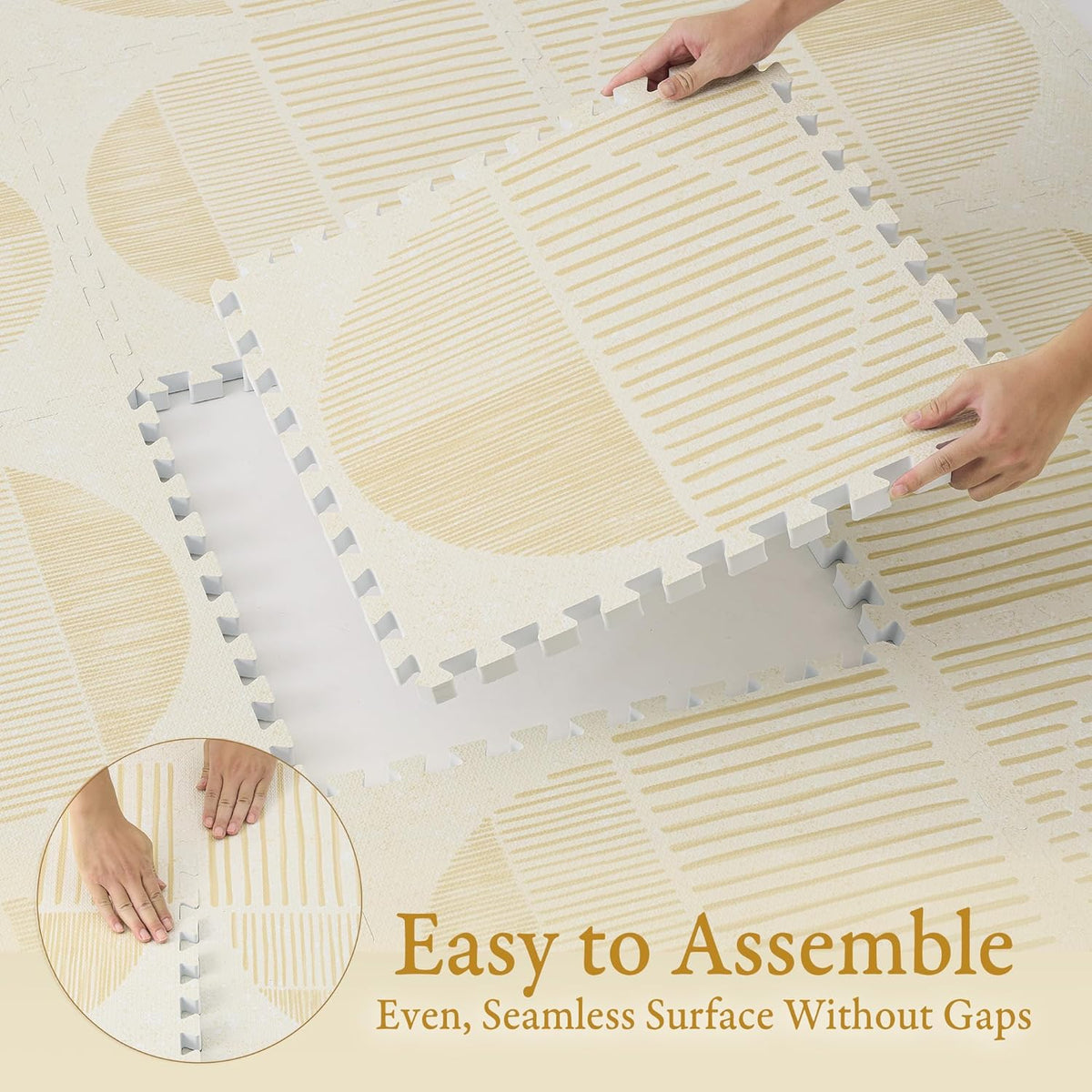 Premium Exercise & Baby Foam Play Mats - Stylish & Large Non-Toxic Odorless Floor Mat - 6 Tiles