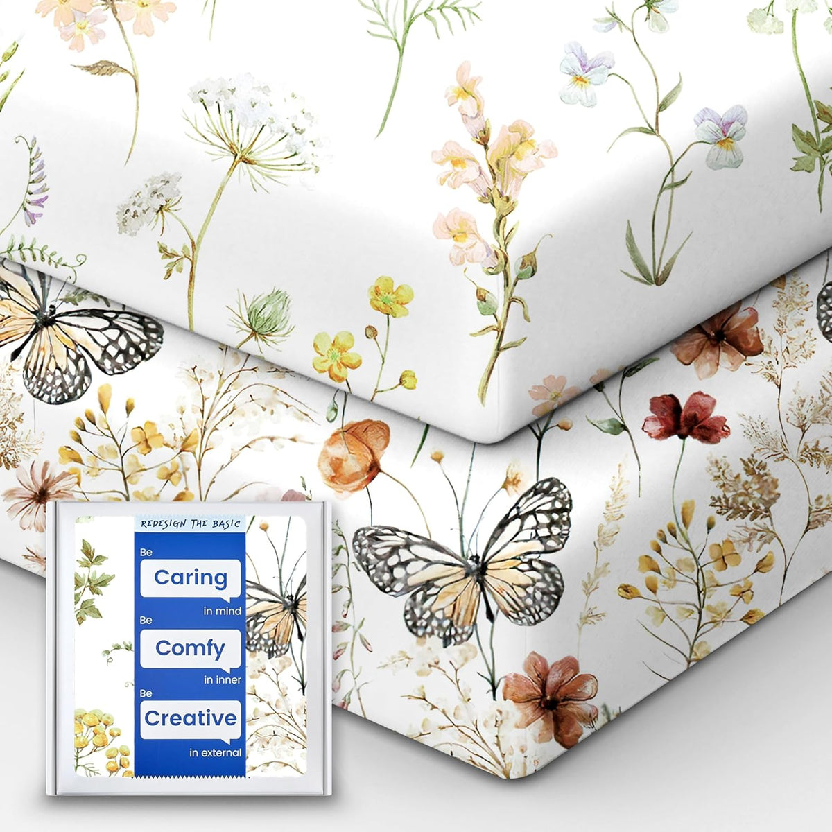 Crib Sheets for Boy Girl, Premium Soft Butterfly Crib Mattress Fitted Sheet, Ultra Breathable Baby