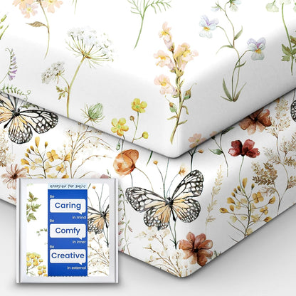 Crib Sheets for Boy Girl, Premium Soft Butterfly Crib Mattress Fitted Sheet, Ultra Breathable Baby