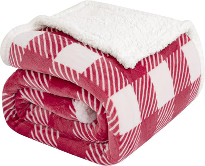 Touchat Sherpa Plaid Twin Blanket 60" X 70", Fuzzy Fluffy Soft Cozy Throw Blanket, Twin Size Plush