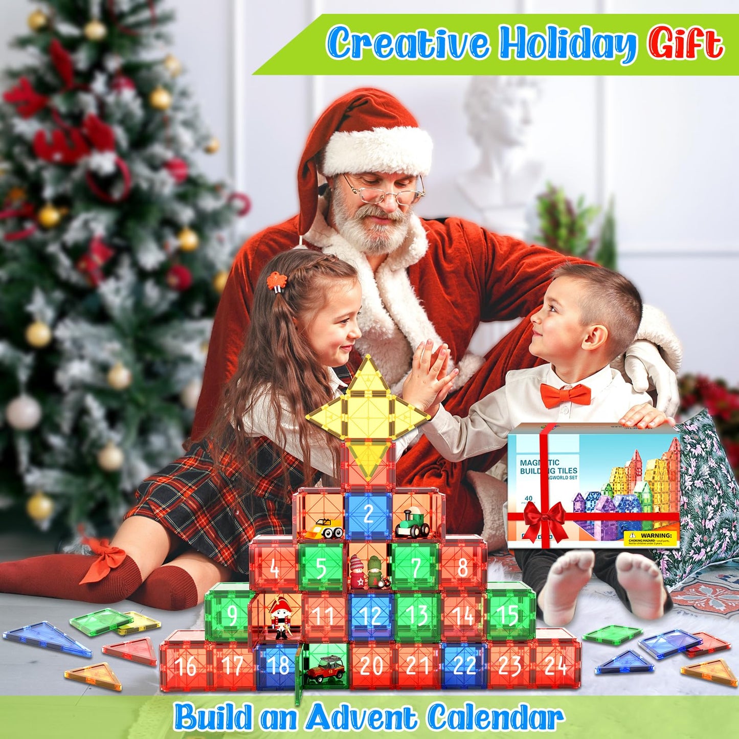 Coodoo Magnetic Tiles Kids Toys STEM Magnet Toy for Toddler Magnetic Blocks Building Preschool