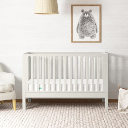 Newton Baby Galileo Standard Crib, Solid Beech Wood in White Color, 3-in-1 Convertible Crib with