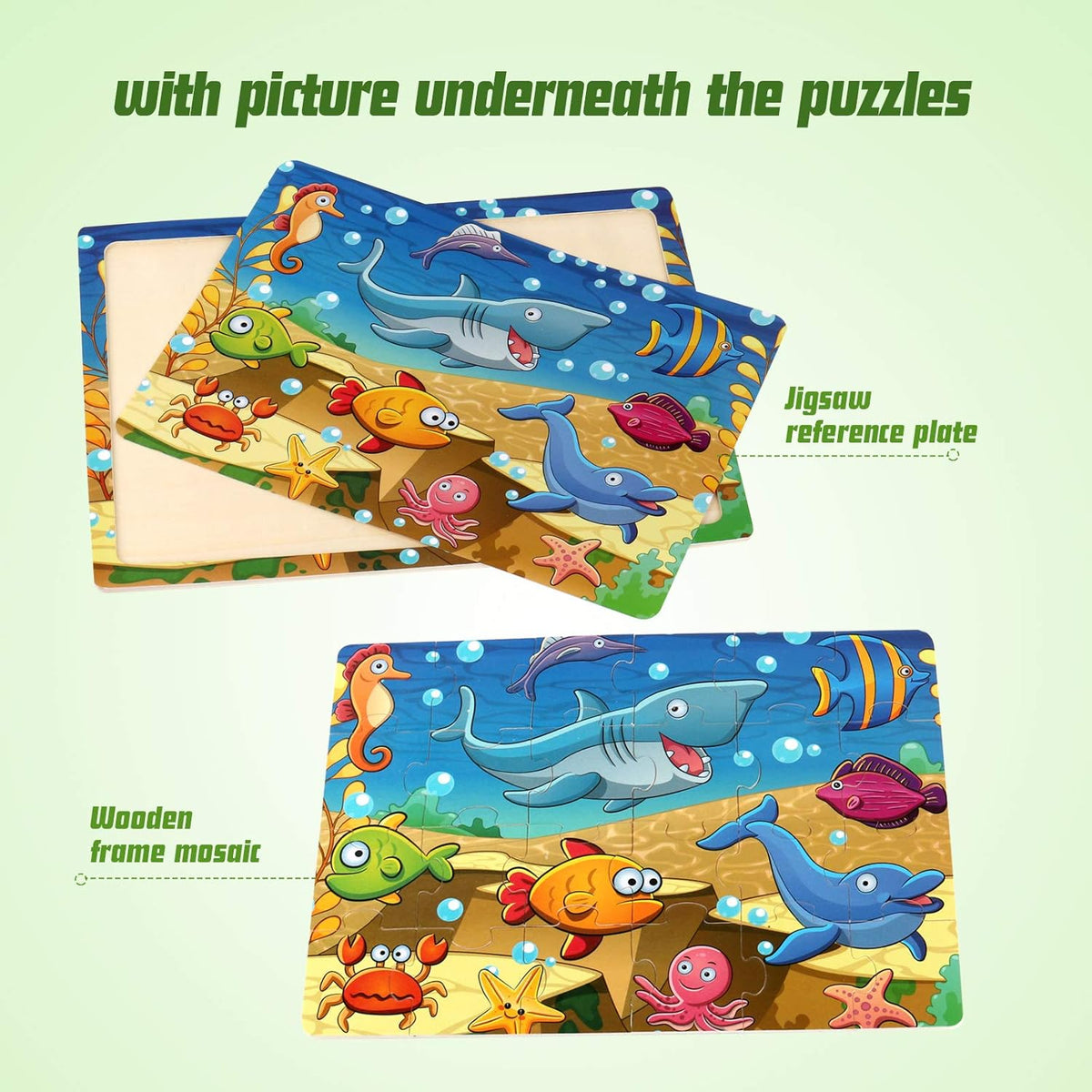 SYNARRY Wooden Jigsaw Puzzles for Kids Age 3-5 Year Old, 4 Pack 24-40 Pieces Preschool Educational