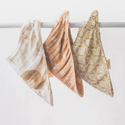 Crane Baby Soft Muslin Bandana Bibs for Boys & Girls, Safari Animal Baby Bibs, Adjustable Absorbent