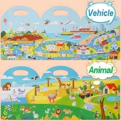 4 Sets Sticker Books for Toddlers 2-4 Years, 122 Pcs Puffy Stickers for Kids, 3D Sticker Books for
