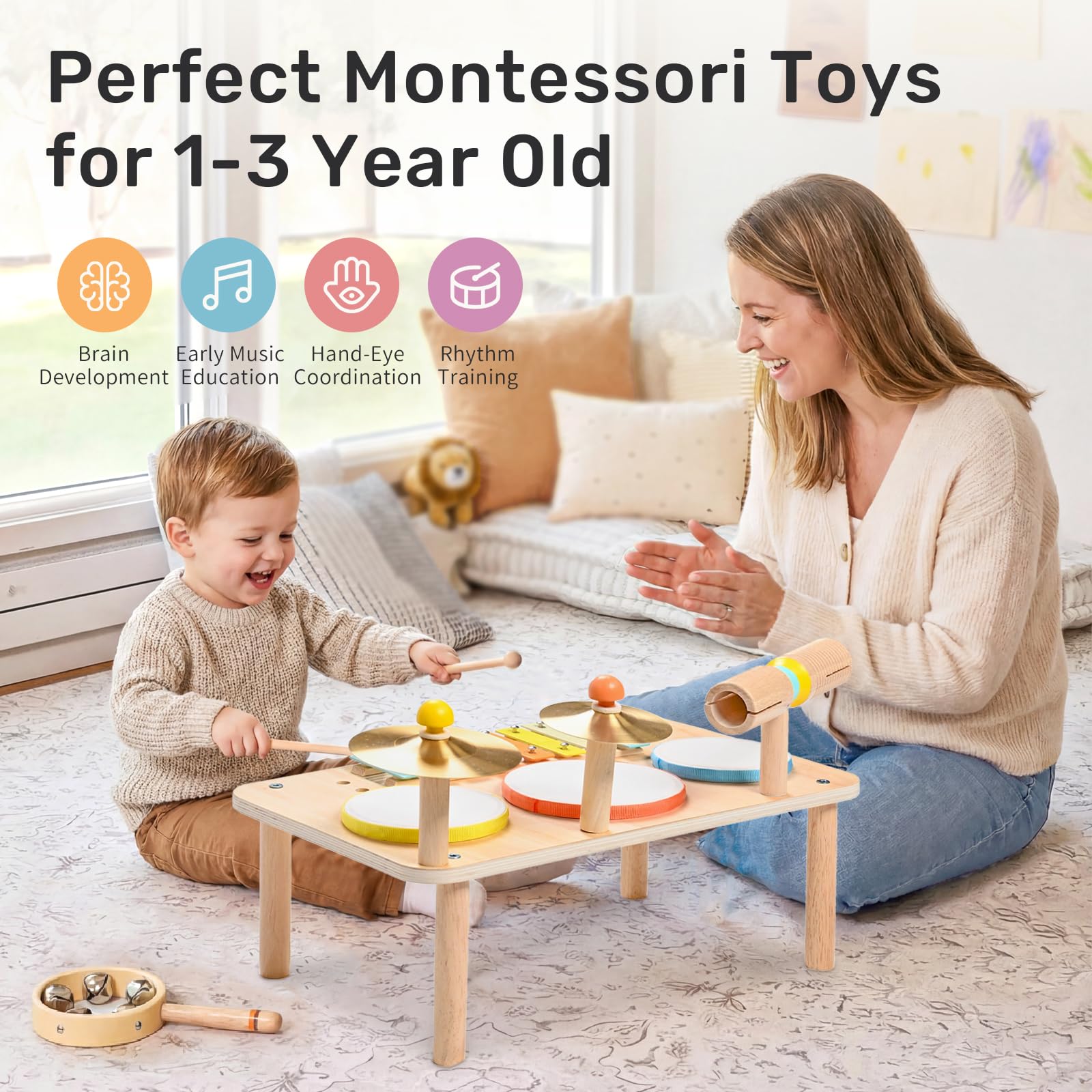 WINGYZ Kids Drum Set, 9-in-1 Montessori Toys