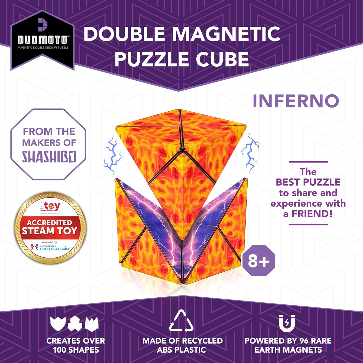 Magnetic Transforming Cube - Shape Shifting Double Creativity Puzzle w/ 96 Rare Earth Magnets