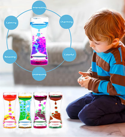 Liquid Motion Bubbler Colorful Oil and Water Sensory Toys Hourglass Bubbler Timer ADHD Anxiety
