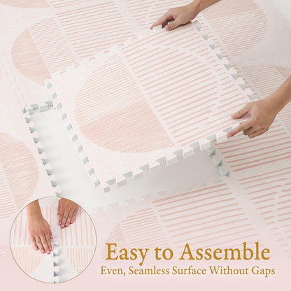 Super 1 Inch Thick Premium Quality Exercise & Baby Foam Play Mats - Expandable & Large Non-Toxic