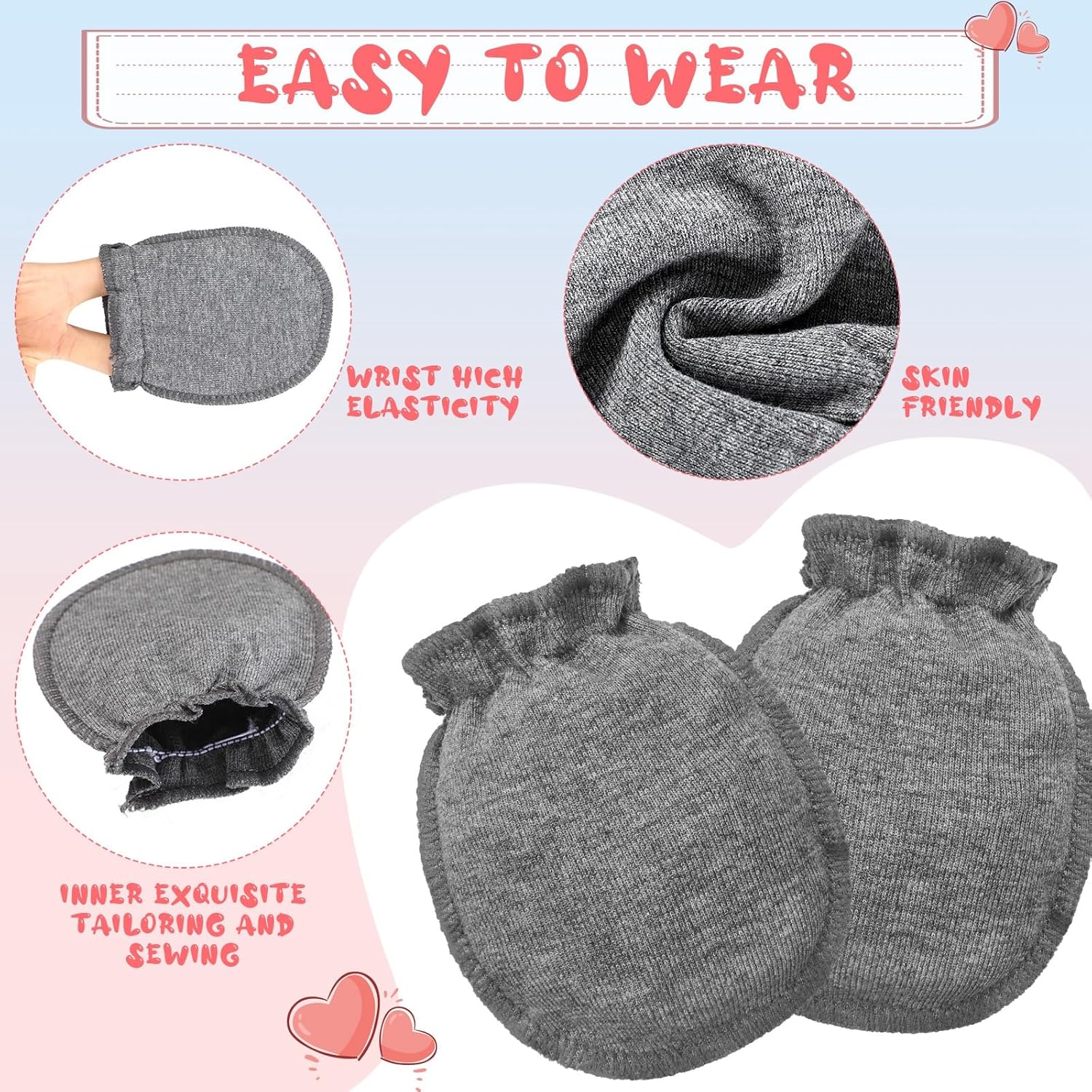 9 Pairs Newborn Baby Boys Girls Mittens 0-6 Months Infant Toddler Mittens No Scratch Solid Color