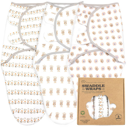 Bublo Baby Swaddles for Newborns – 3-Pack Infant Swaddles 0-3 Months – Adjustable Newborn Swaddle