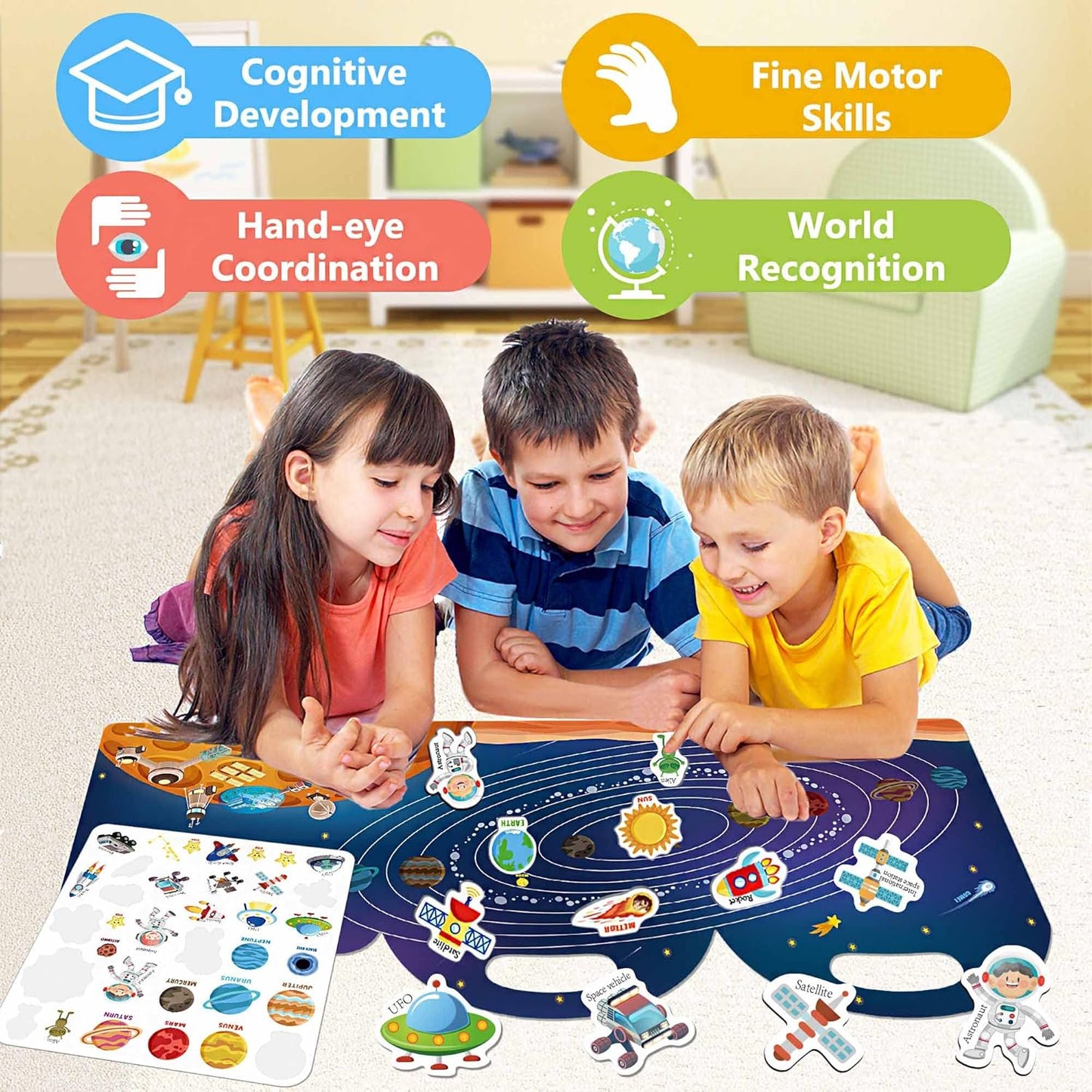 Reusable Sticker Books for Kids, Jelly Quiet Book, Preschool Learning Activities Busy Book for