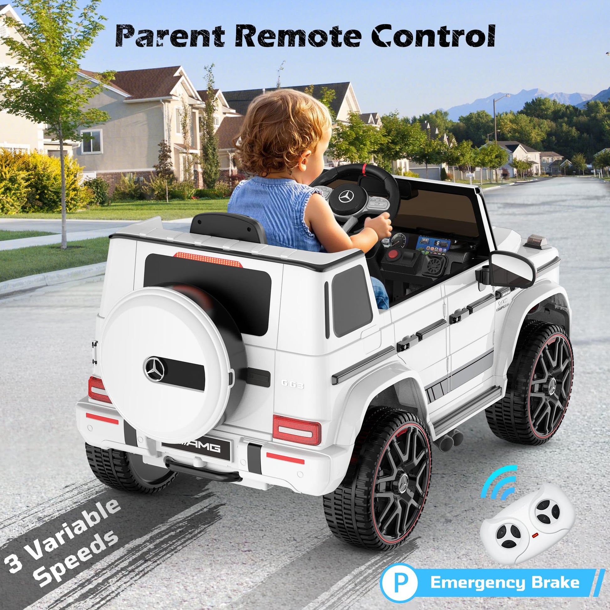 ANPABO 12V 7AH Licensed Mercedes-Benz G63 Electric Car for Kids, White