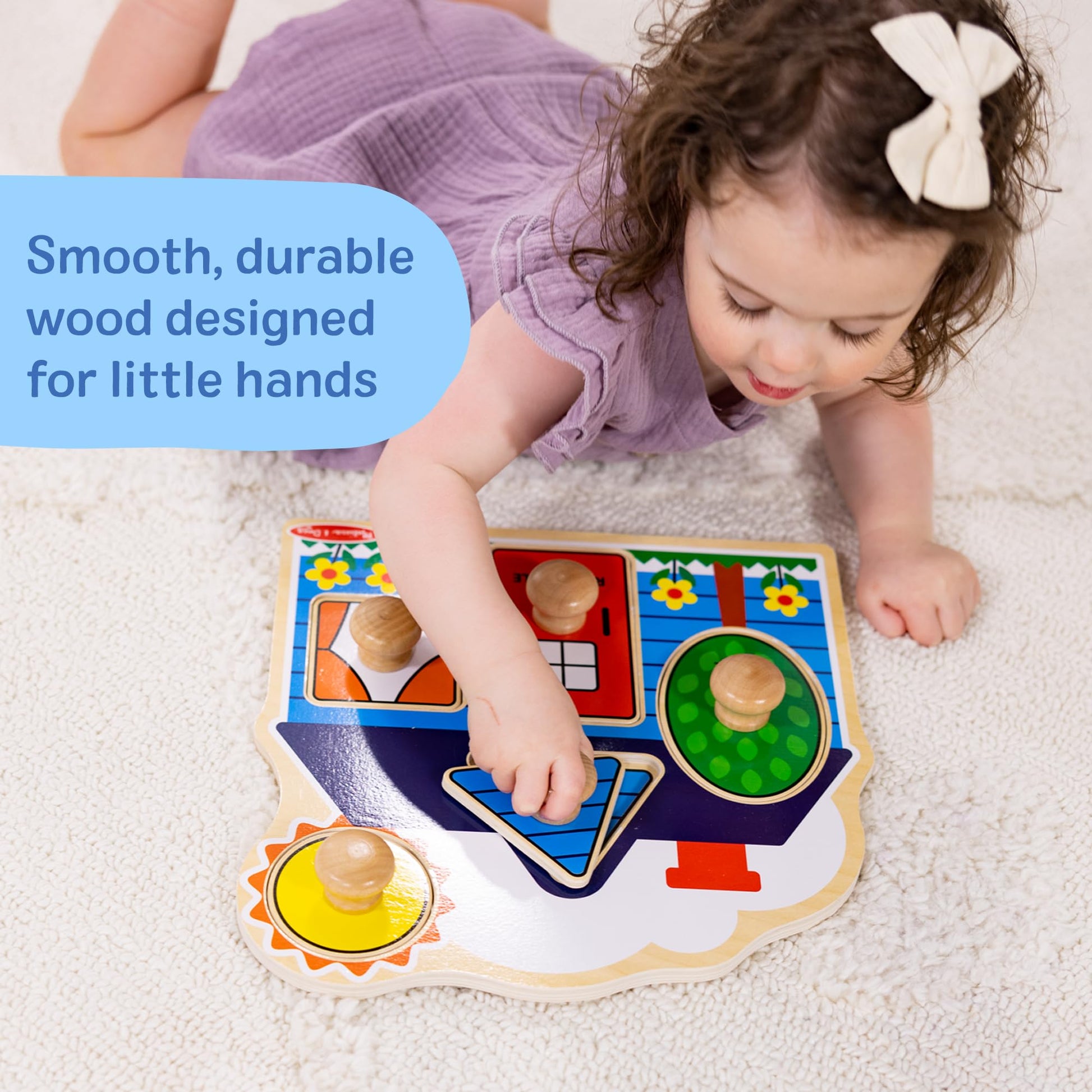 Melissa & Doug First Shapes Jumbo Knob Puzzle, Wooden Peg Puzzle for Toddlers, Educational Toy for