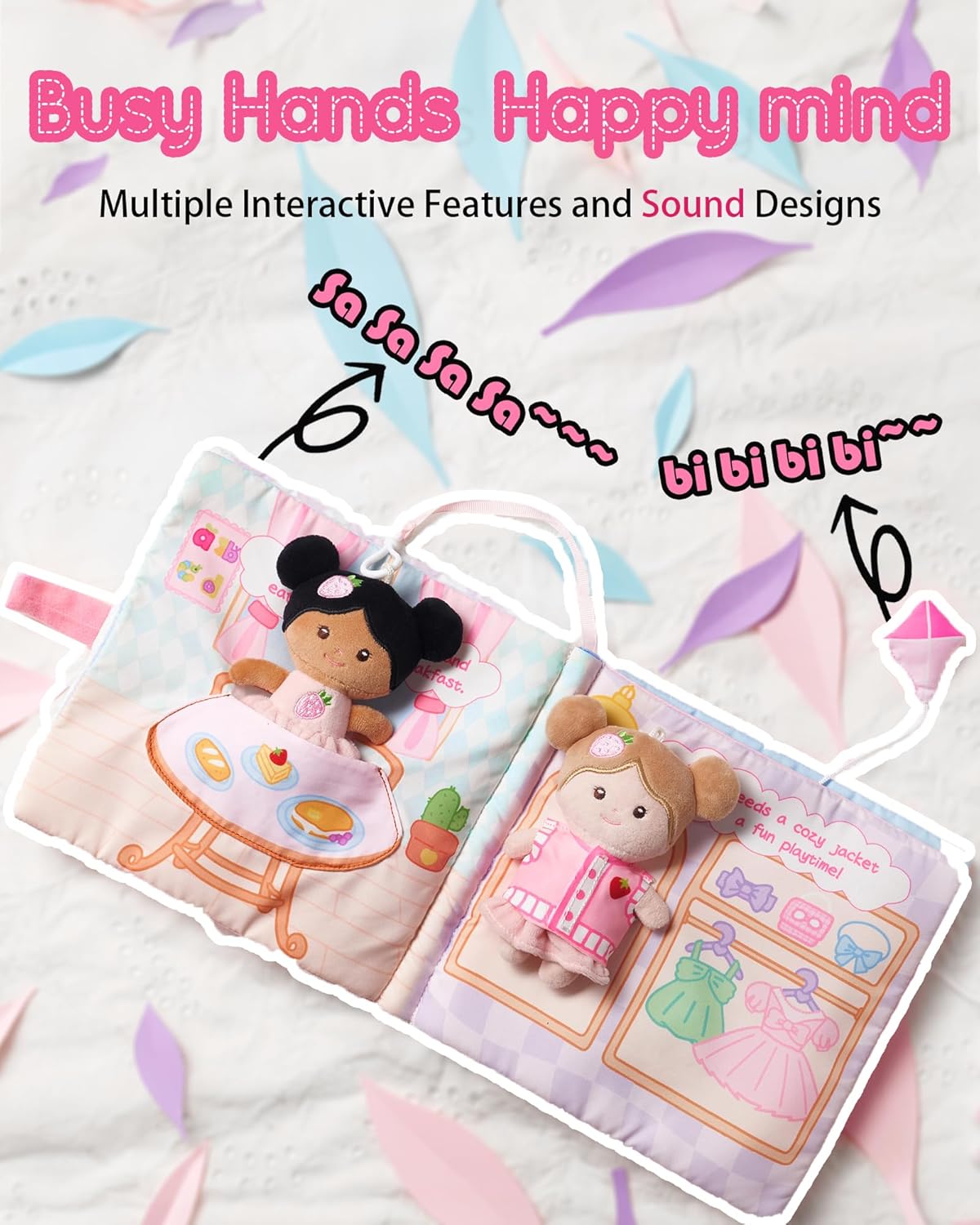 Interactive Sensory Soft Cloth Book, Educational Crinkle Quiet Activity Busy Book for