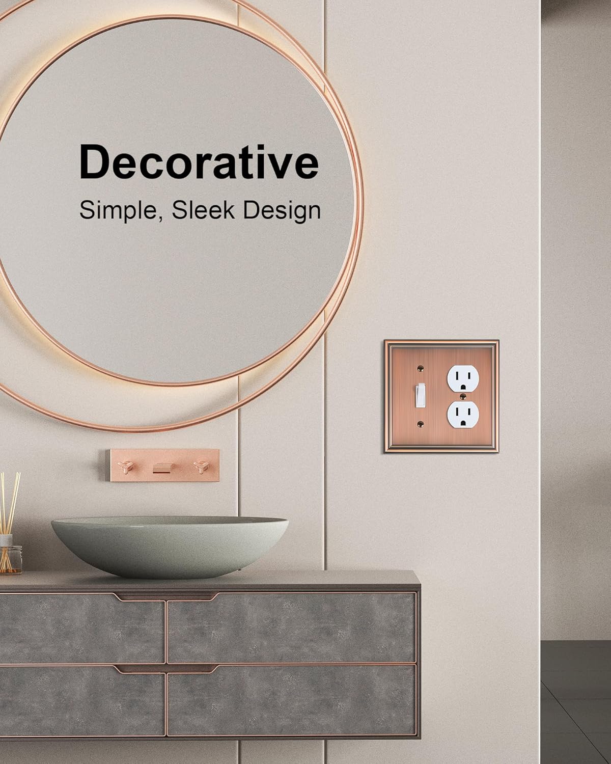 2-Pack Combo Toggle/Duplex Light Switch Cover Plate, Antique Copper Wall Outlet Cover Plate