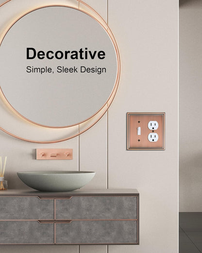 2-Pack Combo Toggle/Duplex Light Switch Cover Plate, Antique Copper Wall Outlet Cover Plate