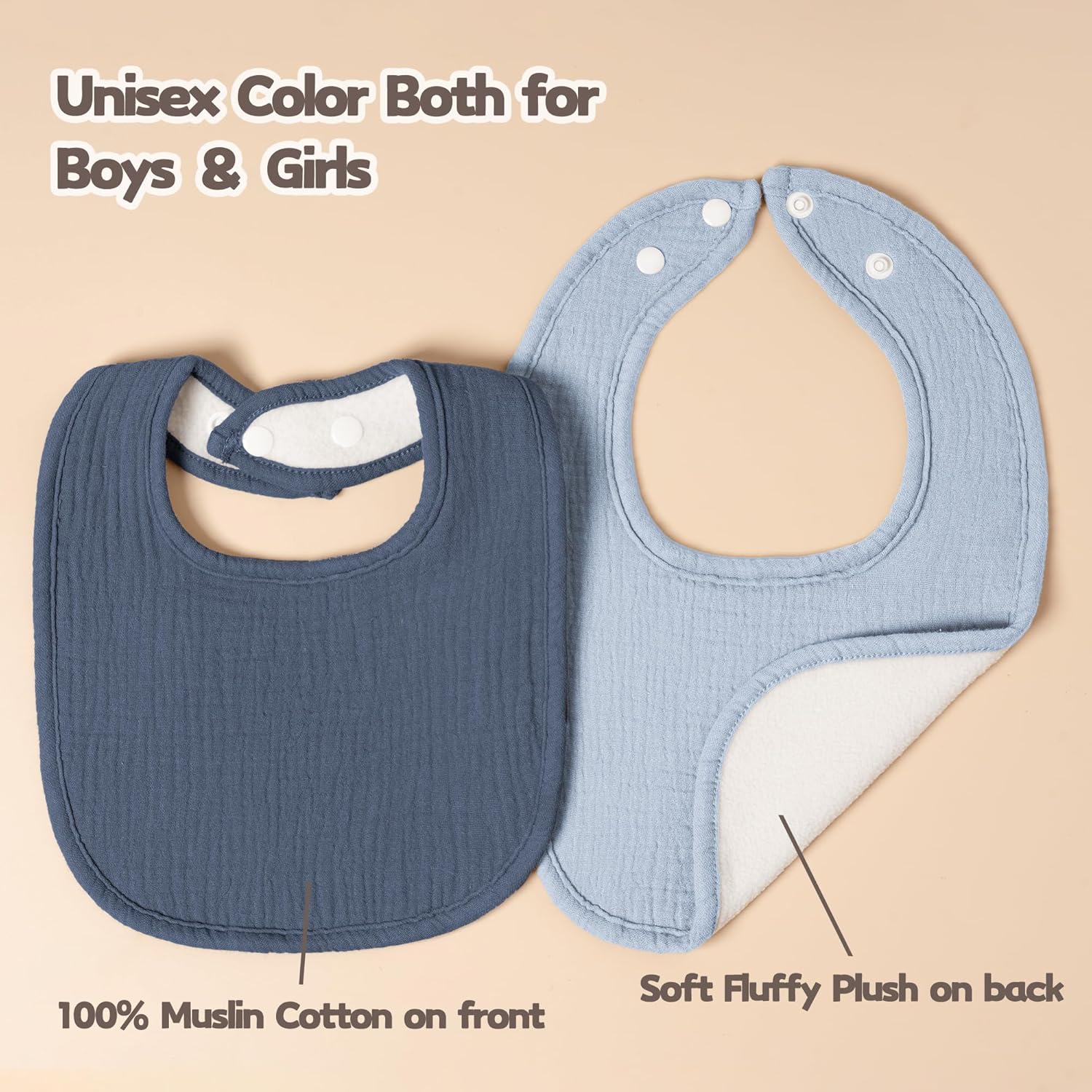 Susurration Muslin Baby Drool Bibs 10Pack Soft Square Adjustable Bandana Bibs for Unisex Baby Girls