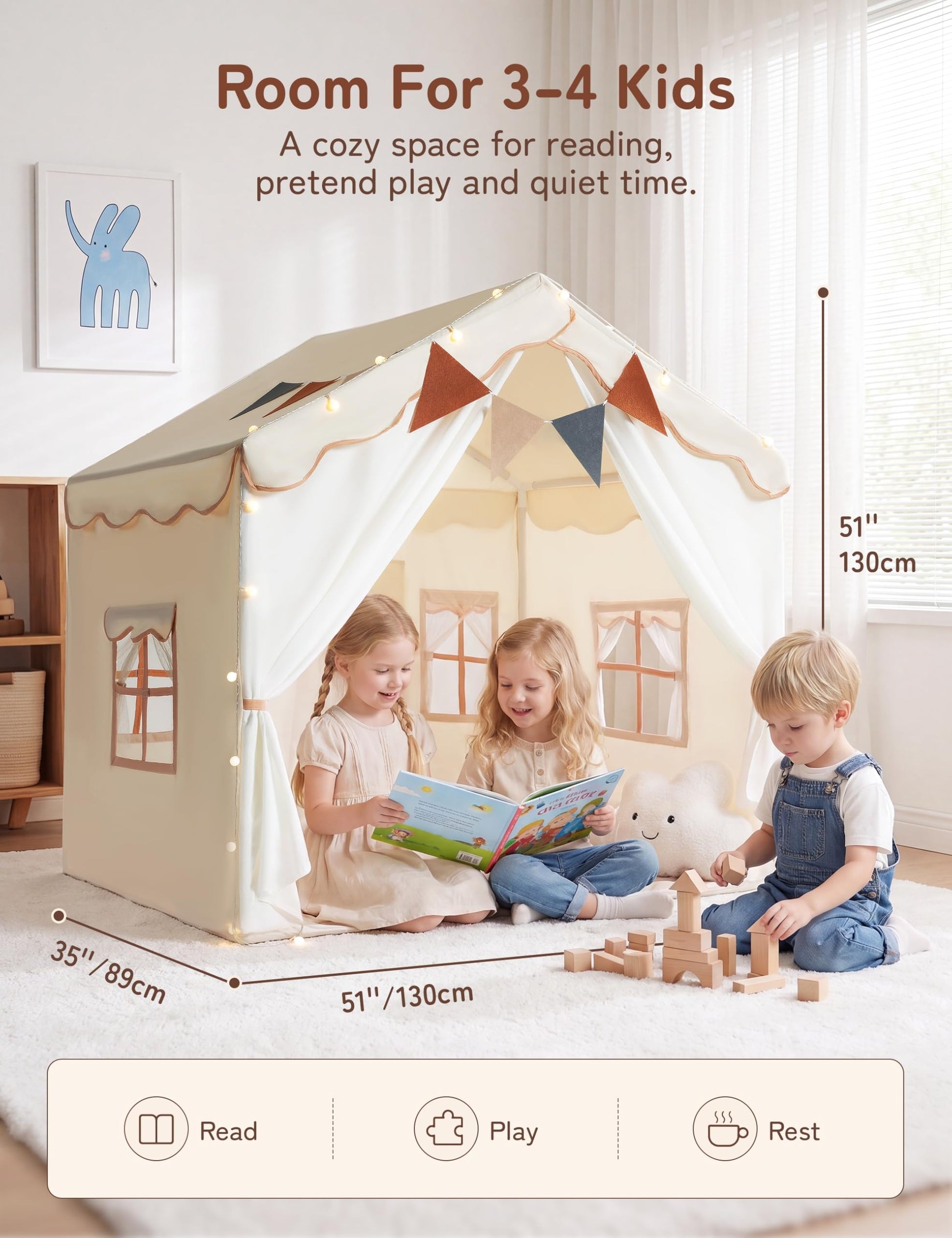 besrey 2-in-1 Kids Play Tent, Indoor Tent with Double Doors