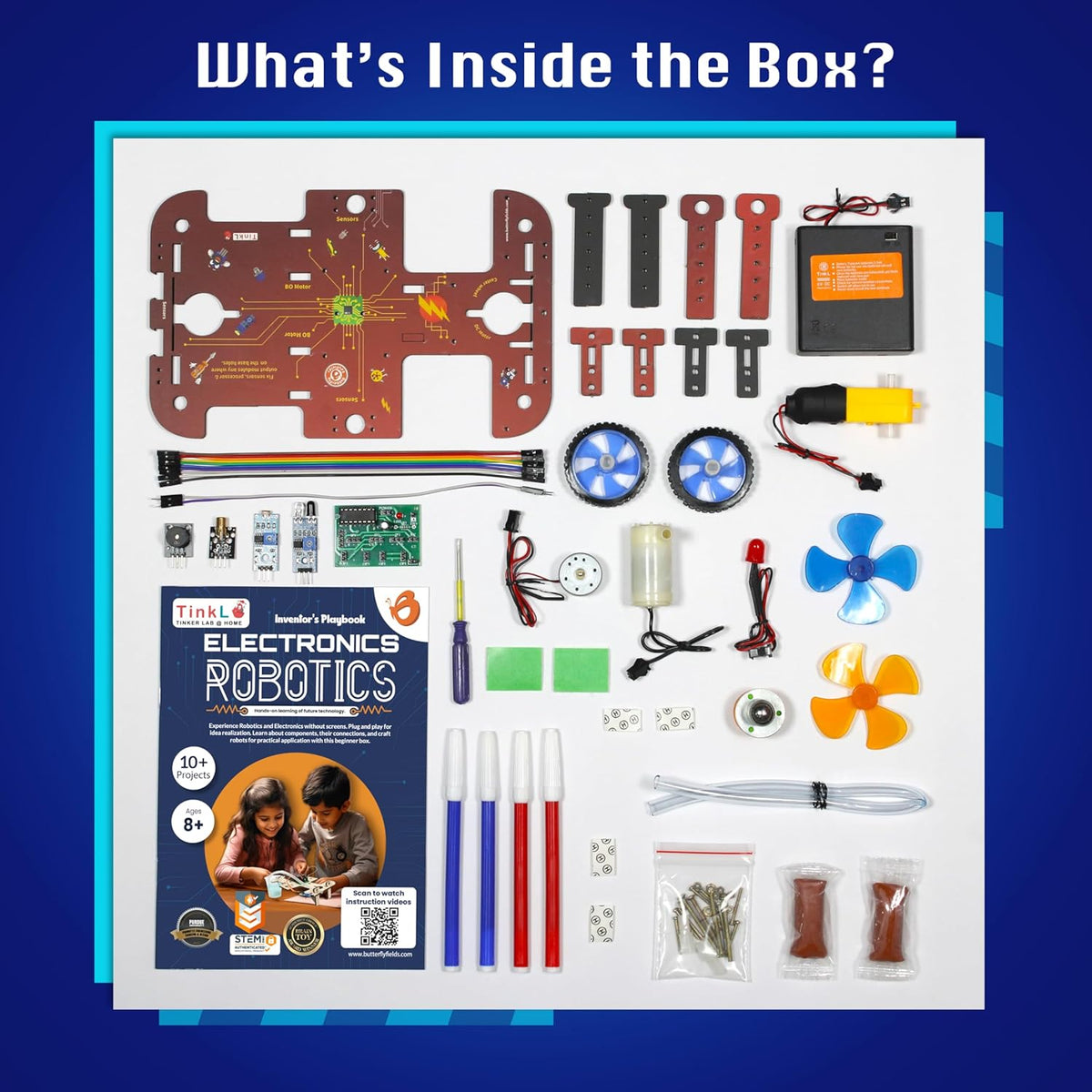 Butterfly EduFields 10-in-1 STEM Robotics Kit for Kids Ages 8-14 | Electronics & Engineering