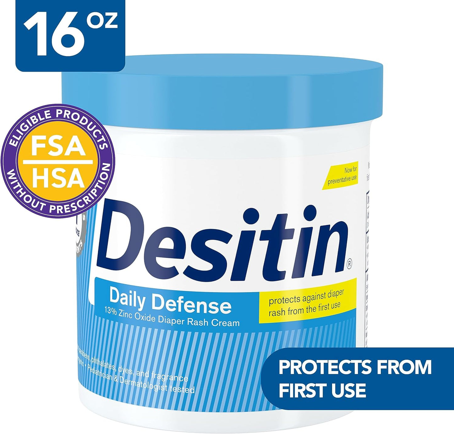 Desitin Daily Defense Baby Diaper Rash Cream with 13% Zinc Oxide, Barrier Cream to Treat, Relieve &