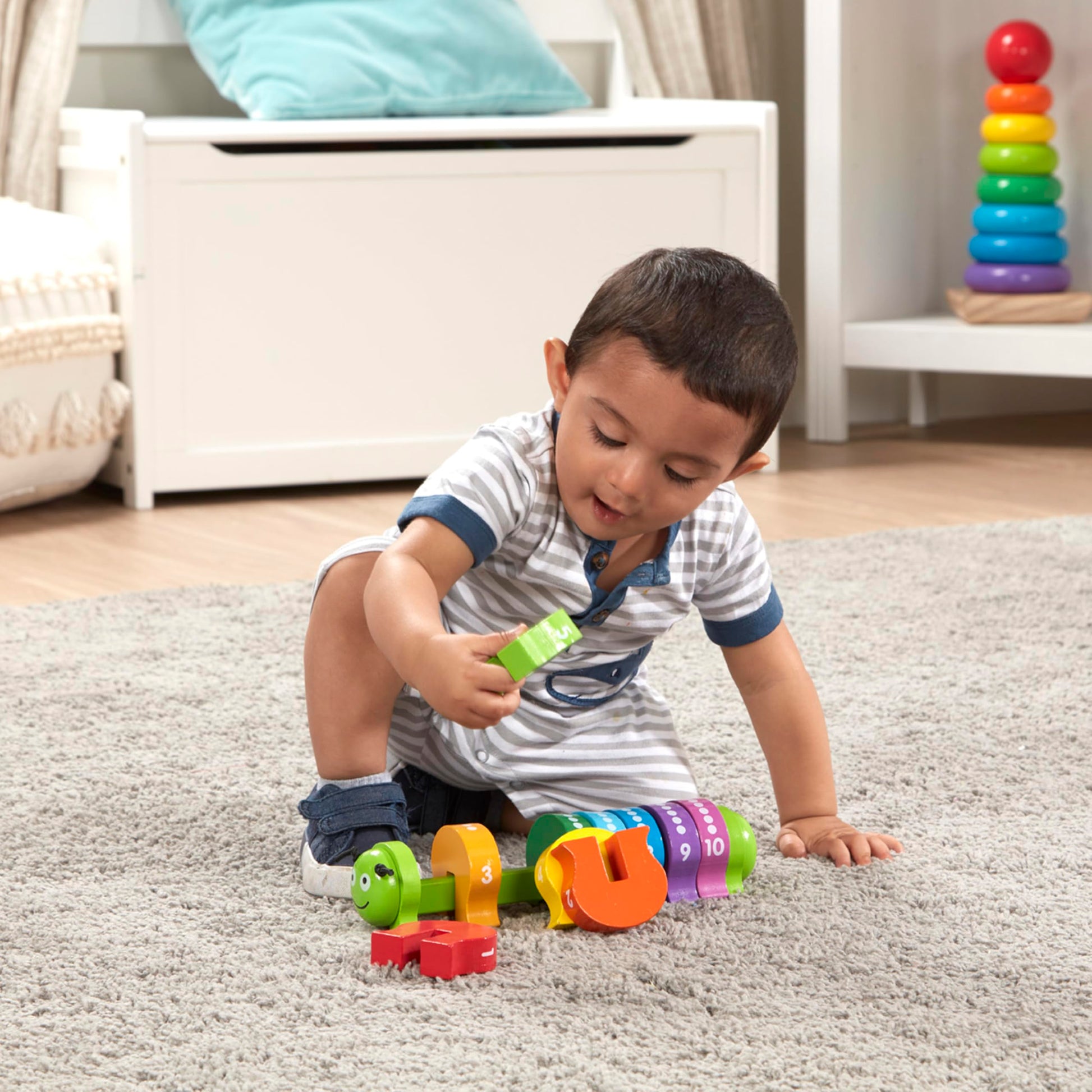 Melissa & Doug Counting Caterpillar - Classic Wooden Toy with 10 Colorful Numbered Segments