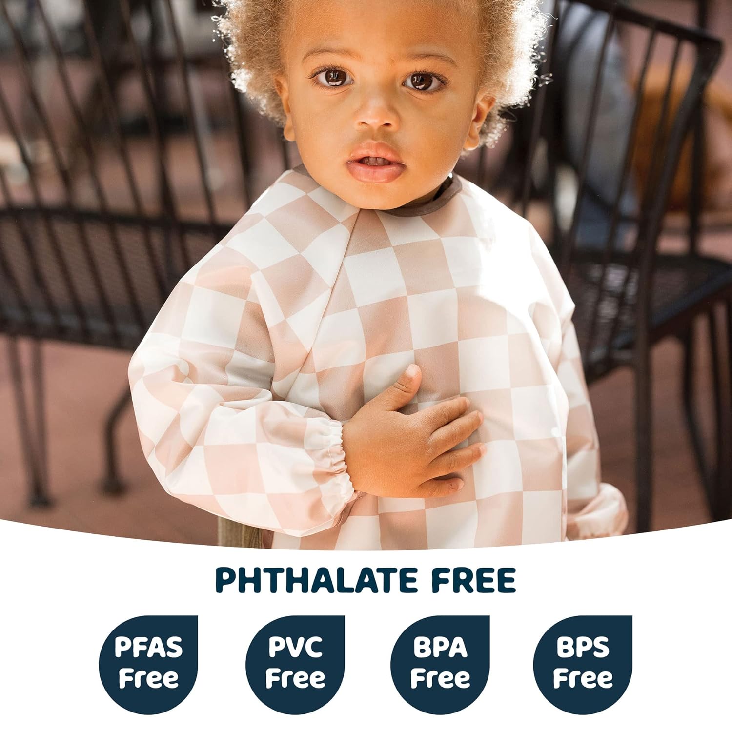 Tiny Twinkle Mess Proof Baby Bib,Waterproof Smock Baby Bib for Eating,Machine Washable Long Sleeve