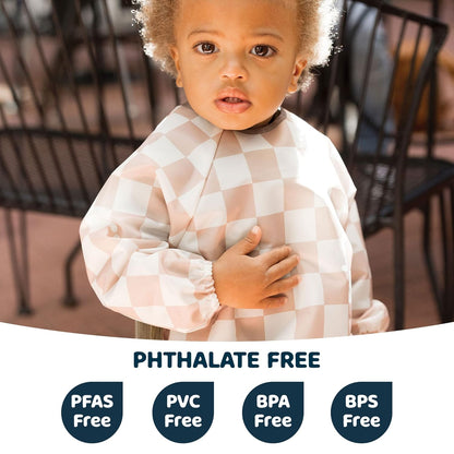 Tiny Twinkle Mess Proof Baby Bib,Waterproof Smock Baby Bib for Eating,Machine Washable Long Sleeve