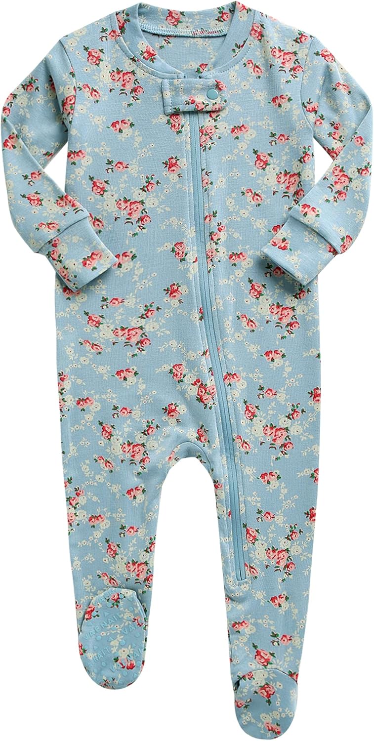 VAENAIT BABY Infant Toddler Boys Girls Footed One-Piece Sleep and Play Premium Modal Pajamas 1-2