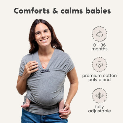 Cuddlebug Baby Wrap Carrier, Soft Stretchy Newborn Sling, 7-35 lbs, Mint