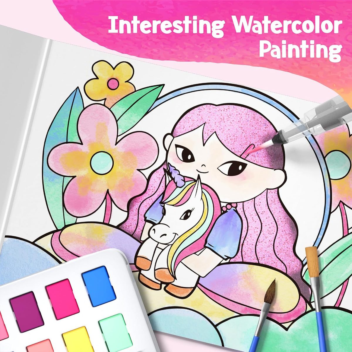 Paint with Water Unicorn Coloring Books for Toddlers,Water Color Paint Set for Teens, Arts and