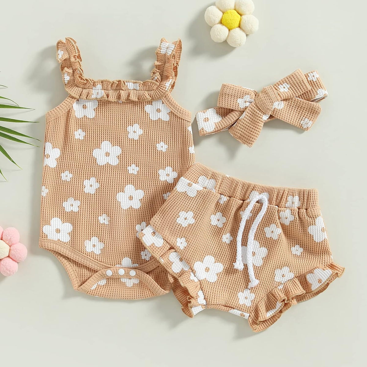 fhutpw Baby Girl Clothes Summer Cute Outfits 3 6 12 18 Months Spaghetti Strap Romper & Floarl