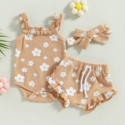 fhutpw Baby Girl Clothes Summer Cute Outfits 3 6 12 18 Months Spaghetti Strap Romper & Floarl