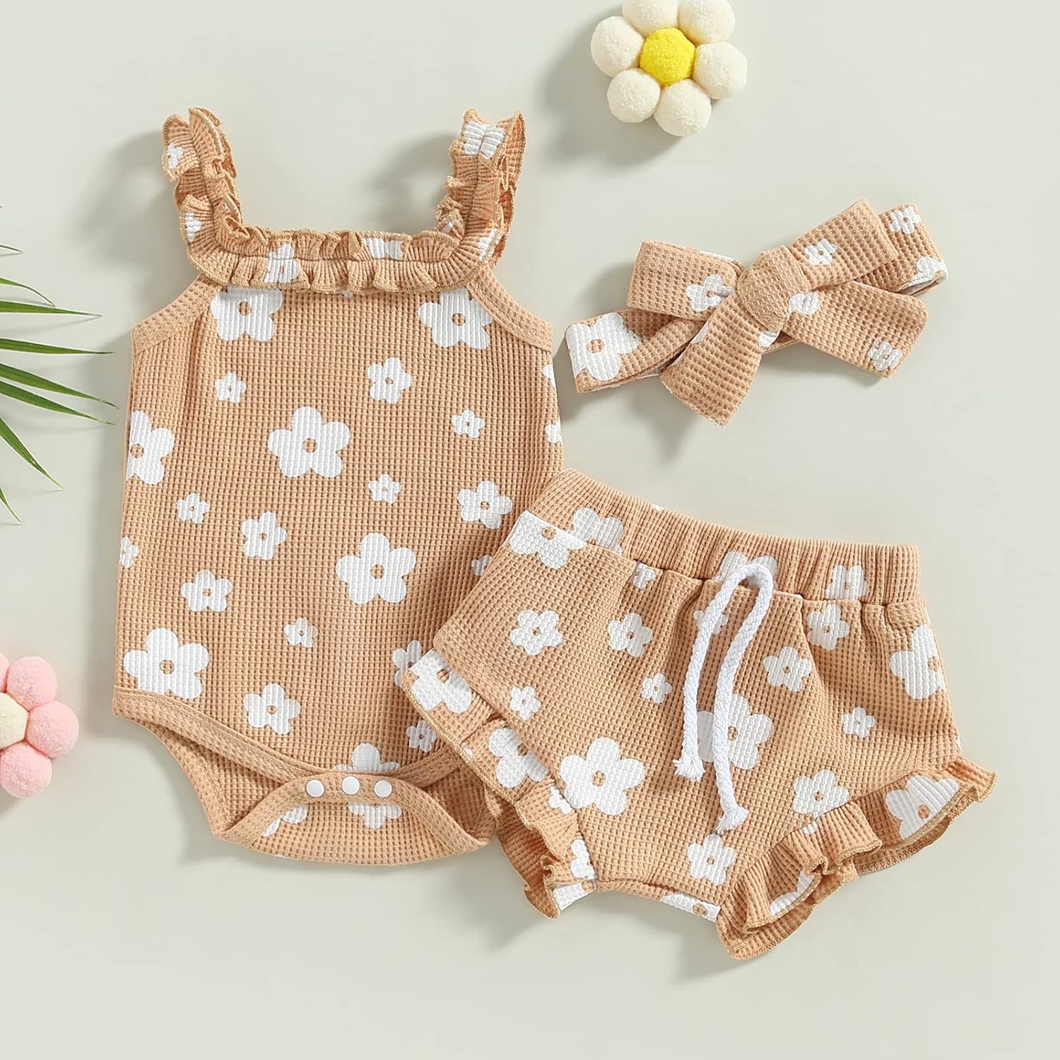 fhutpw Baby Girl Clothes Summer Cute Outfits 3 6 12 18 Months Spaghetti Strap Romper & Floarl
