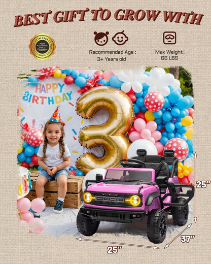 12V Electric Ride on Toys for Toddler, Ford Bronco Raptor Kids Ride on Car with Remote Control, 12