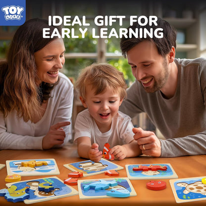 TOY Life Wooden Puzzles for Toddlers 2-4, Sea Animals Puzzles for Toddlers 1-3, Wood Puzzles
