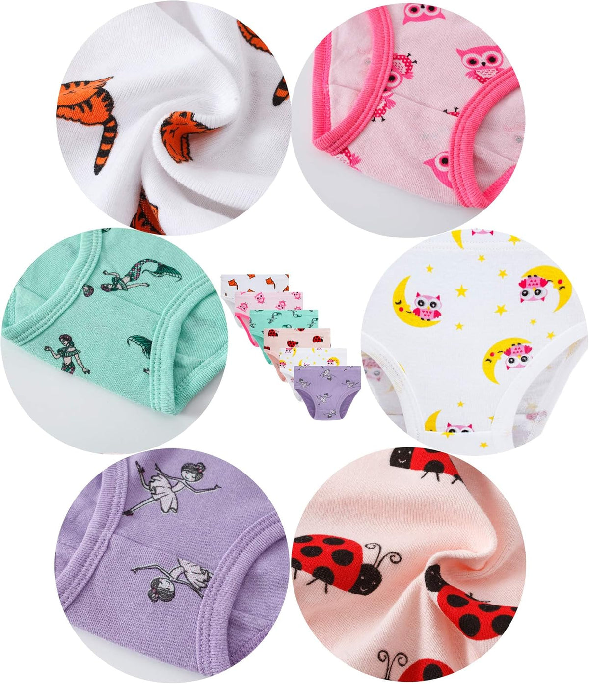 Cadidi Dinos Little Girls' Soft Cotton Underwear Kids Cool Breathable Comfort Panty Briefs Toddler