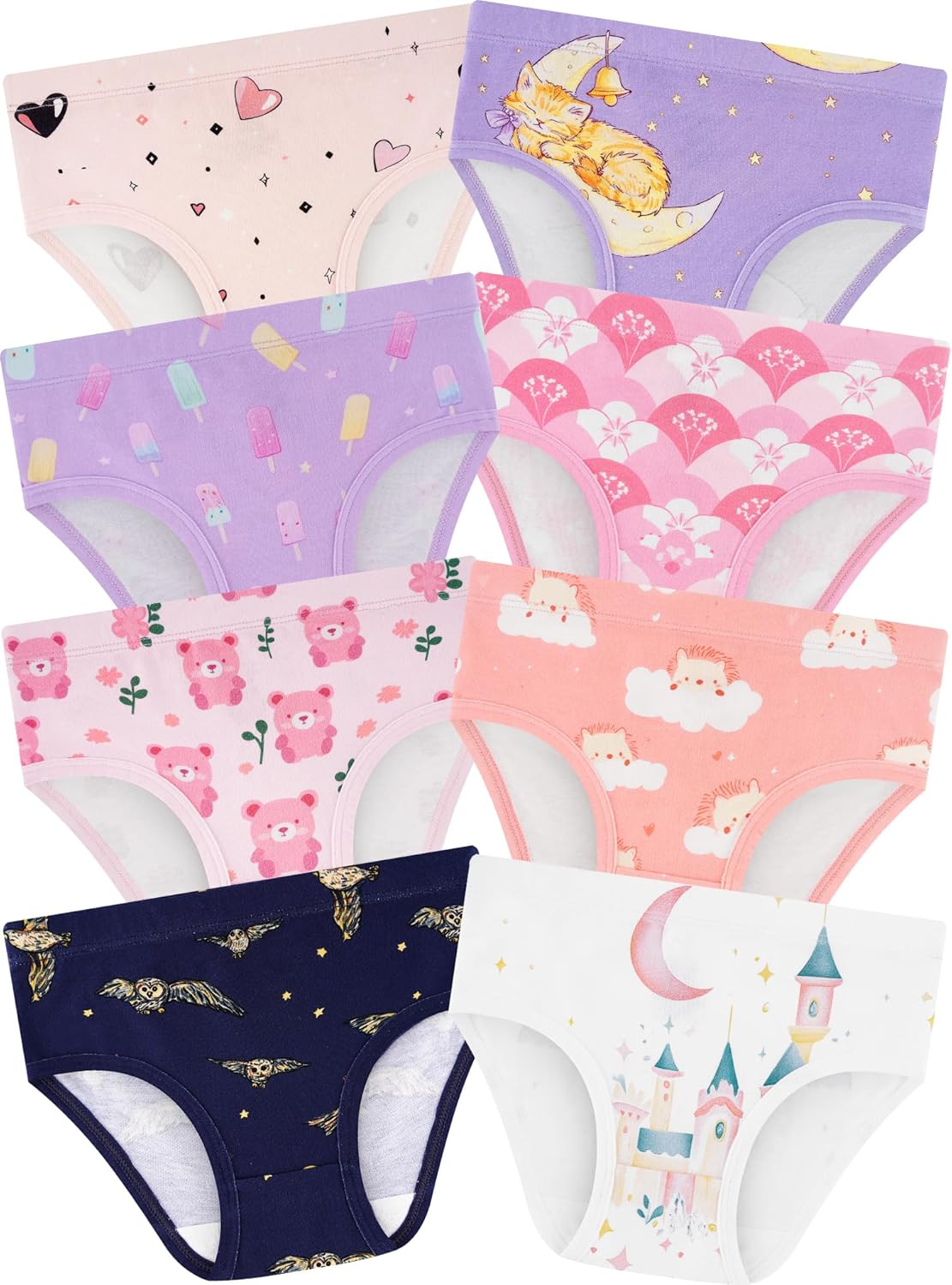 Girls' Underwear,Soft Cotton Tagless Panties for Toddlers' & Little Kids' Comfort,Breathable