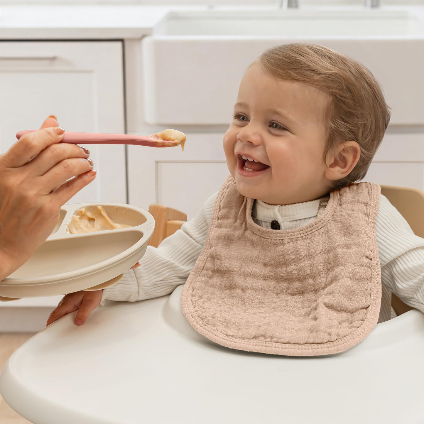 Comfy Cubs Silicone Baby Spoons Set 6-Pack, Blush 6.46 x 0.95 in – BPA Free, Soft Gum-Safe Toddler