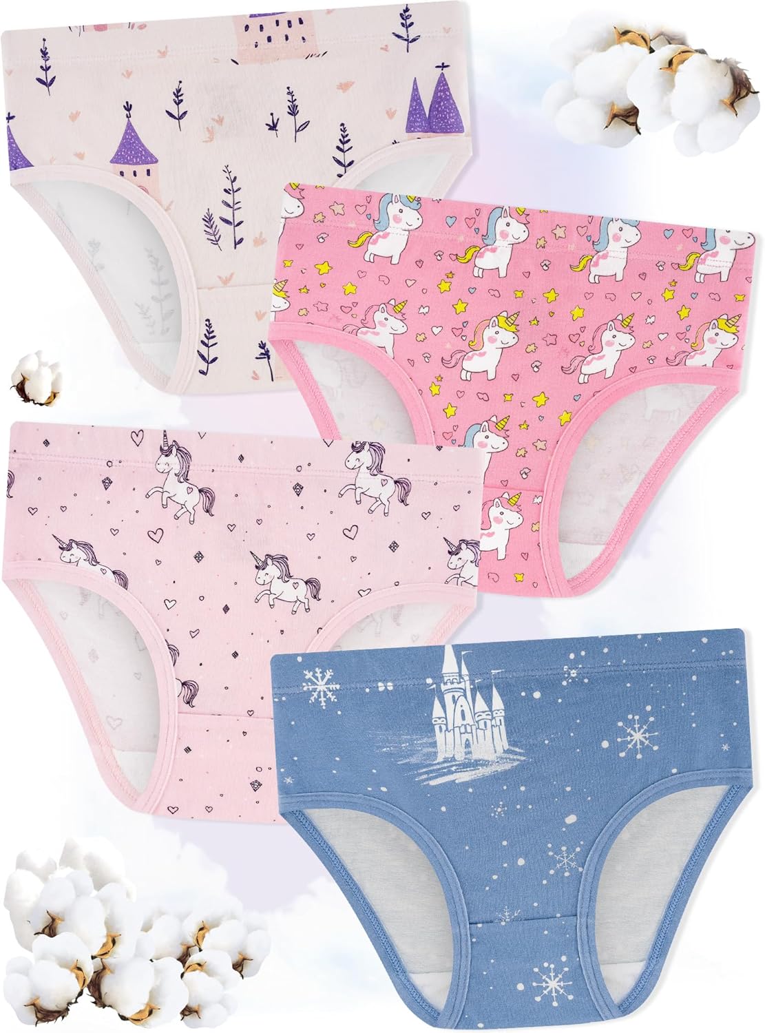 Girls' Underwear,Soft Cotton Tagless Panties for Toddlers' & Little Kids Comfort,Breathable