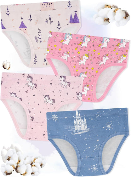 Girls' Underwear,Soft Cotton Tagless Panties for Toddlers' & Little Kids Comfort,Breathable