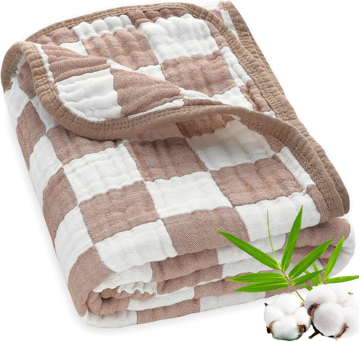 Ultra Soft Muslin Baby Blanket Neutral Versatile 6 Layers Swaddle and Bed Blanket for Babies