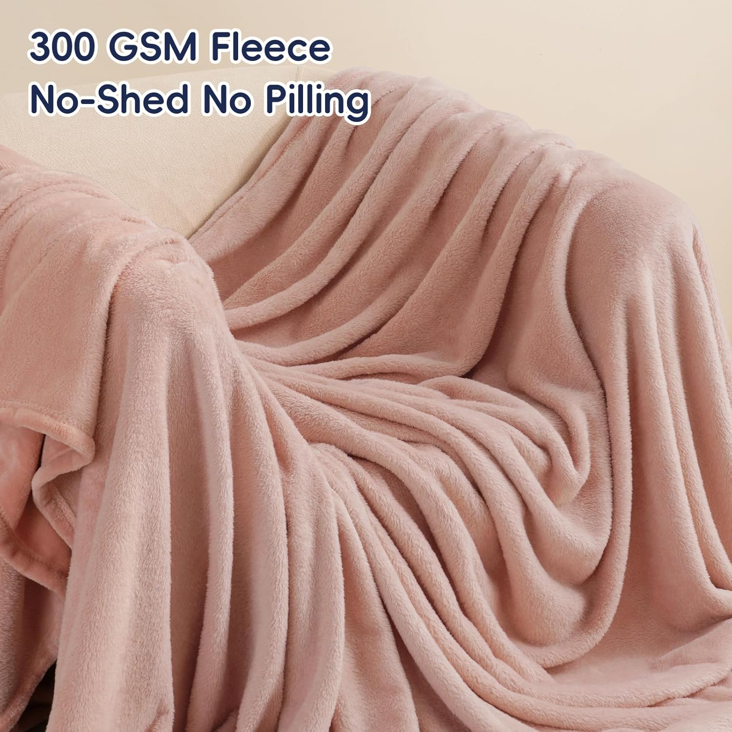 PHF Ultra Soft Fleece Blanket Queen Size, No Shed No Pilling Luxury Plush Cozy 300GSM Lightweight