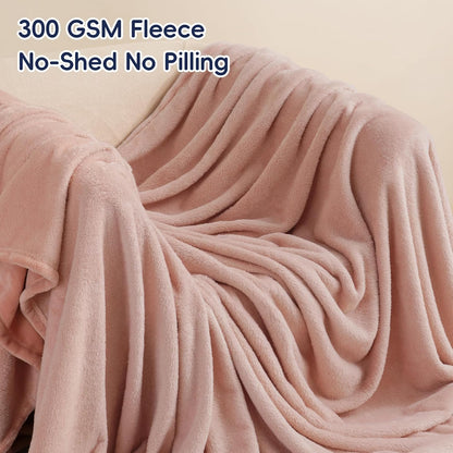 PHF Ultra Soft Fleece Blanket King Size, No Shed No Pilling Luxury Plush Cozy 300GSM Lightweight