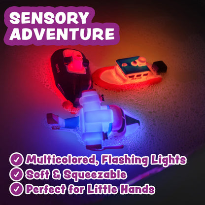 Tub Works® Ocean Rescue™ Vehicles Light Up Bath Toys, 6 Pack | Water-Activated Light Up Toys Flash