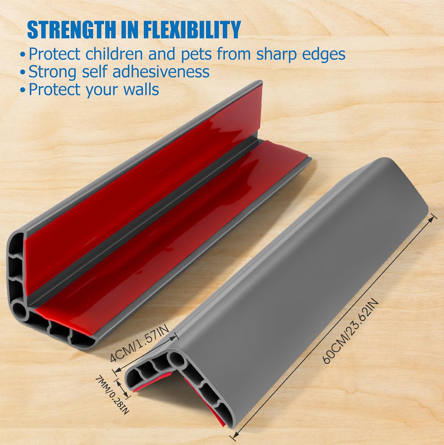 Wall Corner Edge Protector 4 Pack,1.57x1.57x23.62x0.28 inch Soft Baby Proof Corner Guards for Sharp