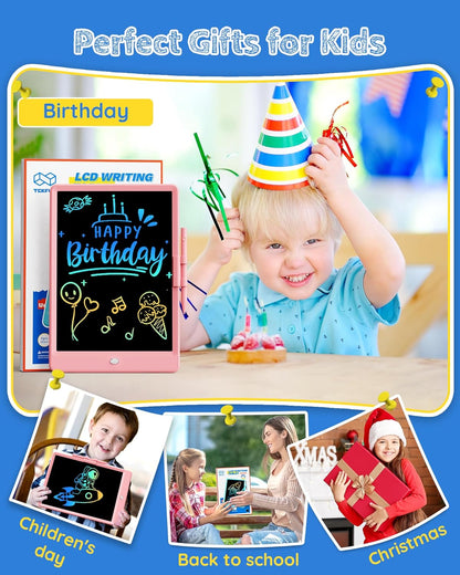 TEKFUN LCD Writing Tablet Doodle Board, 10inch Colorful Drawing Pad for Kids, Mess Free Coloring
