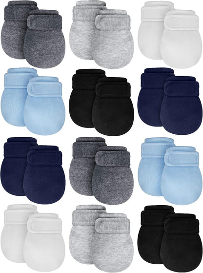 Newcotte 12 Pairs Adjustable Preemie Baby Mittens No Scratch Newborn Cotton Breathable Gloves Warm