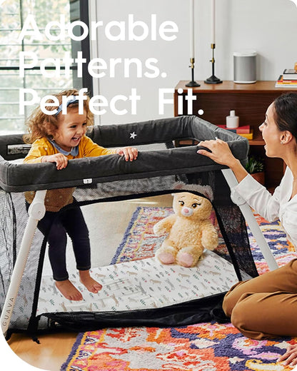 Ultra Soft Pack N Play Sheets - Fitted, Premium Jersey Knit, Stretchy Neutral, Woodland Mini Crib
